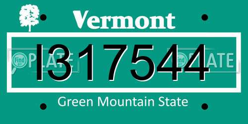 I317544 Vermont License Plate