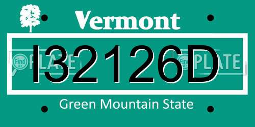 I32126D Vermont License Plate