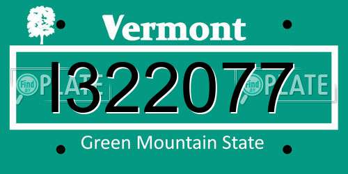 I322077 Vermont License Plate