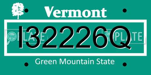 I32226Q Vermont License Plate