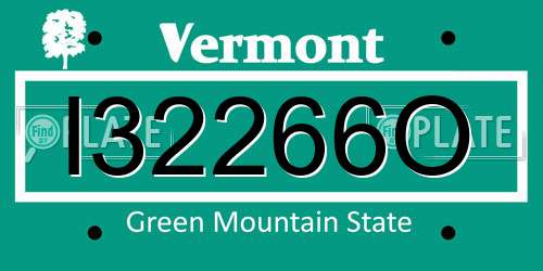 I32266O Vermont License Plate