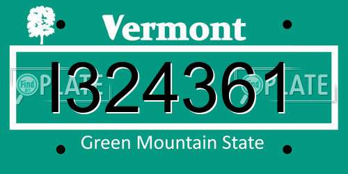 I324361 Vermont License Plate