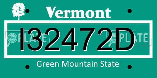 I32472D Vermont License Plate