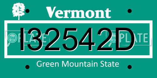 I32542D Vermont License Plate