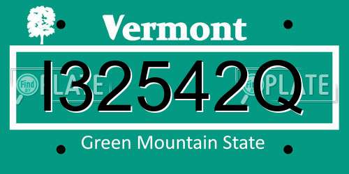 I32542Q Vermont License Plate