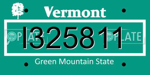 I325811 Vermont License Plate