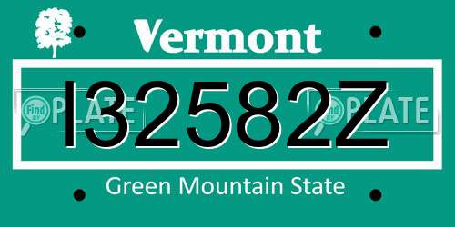 I32582Z Vermont License Plate