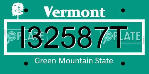 I32587T Vermont License Plate
