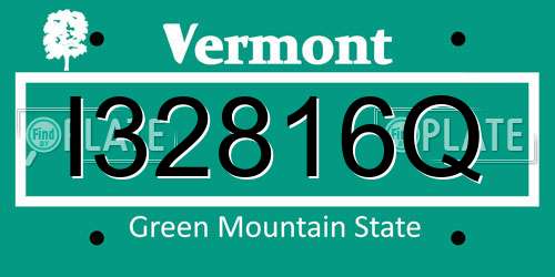 I32816Q Vermont License Plate