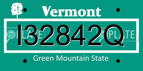I32842Q Vermont License Plate