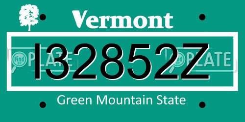 I32852Z Vermont License Plate