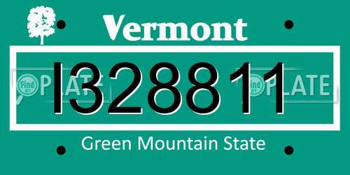 I328811 Vermont License Plate