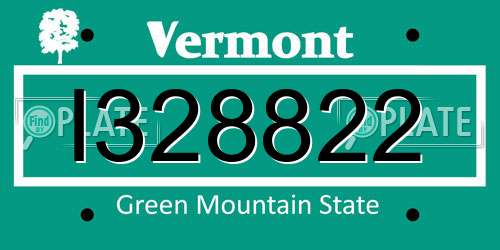 I328822 Vermont License Plate