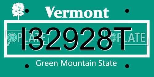 I32928T Vermont License Plate