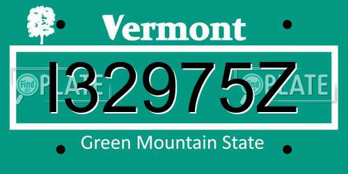 I32975Z Vermont License Plate
