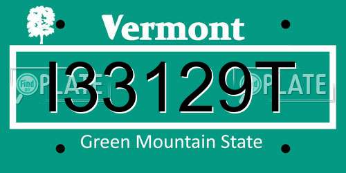 I33129T Vermont License Plate