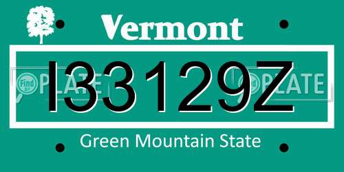 I33129Z Vermont License Plate