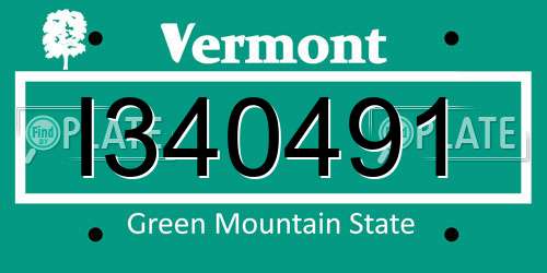 I340491 Vermont License Plate