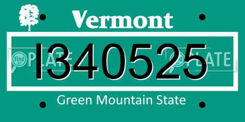 I340525 Vermont License Plate