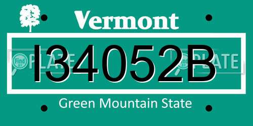 I34052B Vermont License Plate