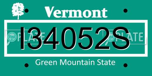 I34052S Vermont License Plate