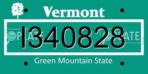 I340828 Vermont License Plate