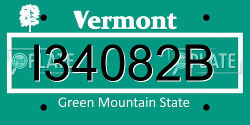I34082B Vermont License Plate