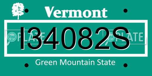 I34082S Vermont License Plate