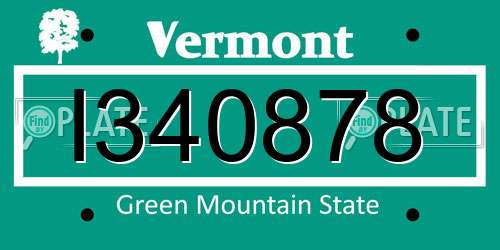I340878 Vermont License Plate