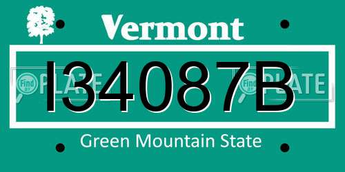 I34087B Vermont License Plate