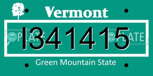 I341415 Vermont License Plate