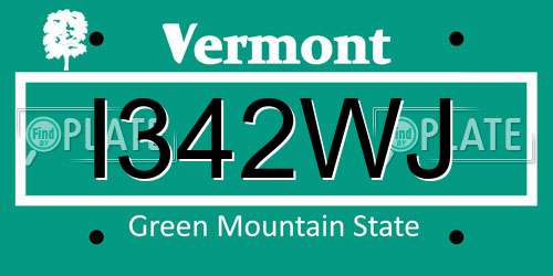 I342WJ Vermont License Plate