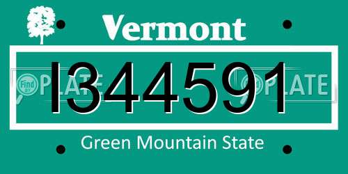 I344591 Vermont License Plate