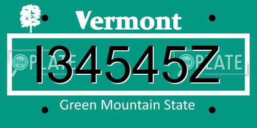 I34545Z Vermont License Plate