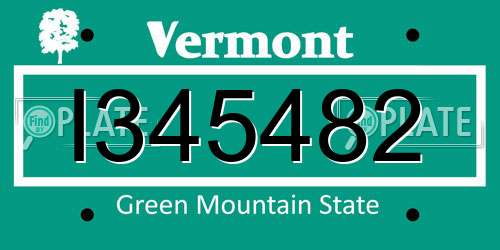 I345482 Vermont License Plate