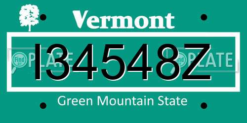 I34548Z Vermont License Plate