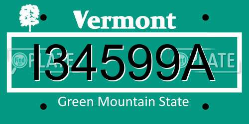 I34599A Vermont License Plate