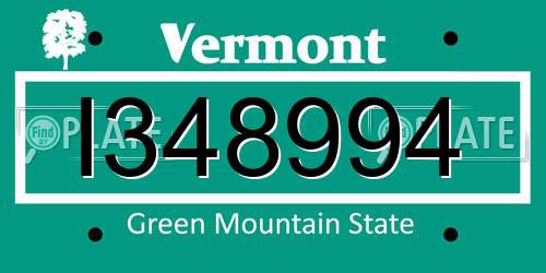 I348994 Vermont License Plate