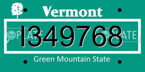 I349768 Vermont License Plate