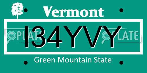 I34YVY Vermont License Plate