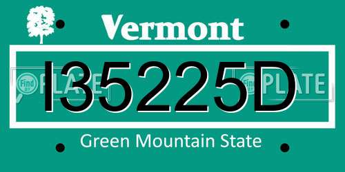 I35225D Vermont License Plate