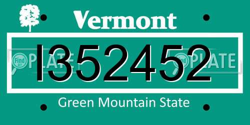 I352452 Vermont License Plate