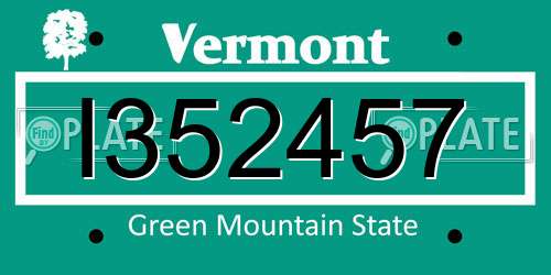 I352457 Vermont License Plate