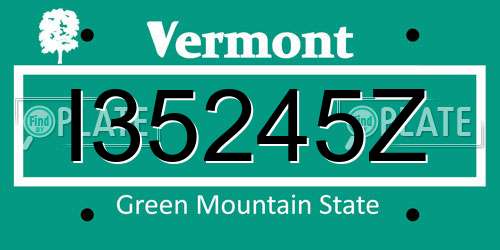 I35245Z Vermont License Plate
