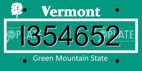 I354652 Vermont License Plate