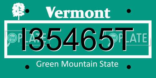 I35465T Vermont License Plate