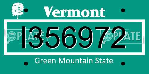 I356972 Vermont License Plate