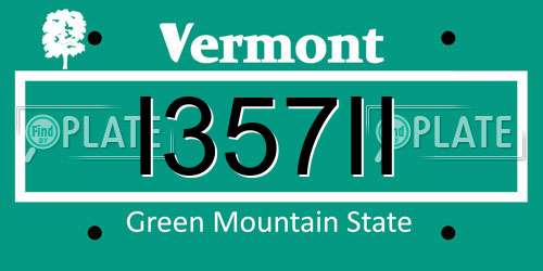 I357II Vermont License Plate