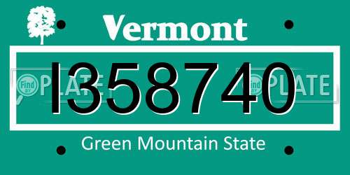 I358740 Vermont License Plate
