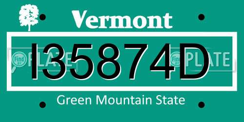 I35874D Vermont License Plate